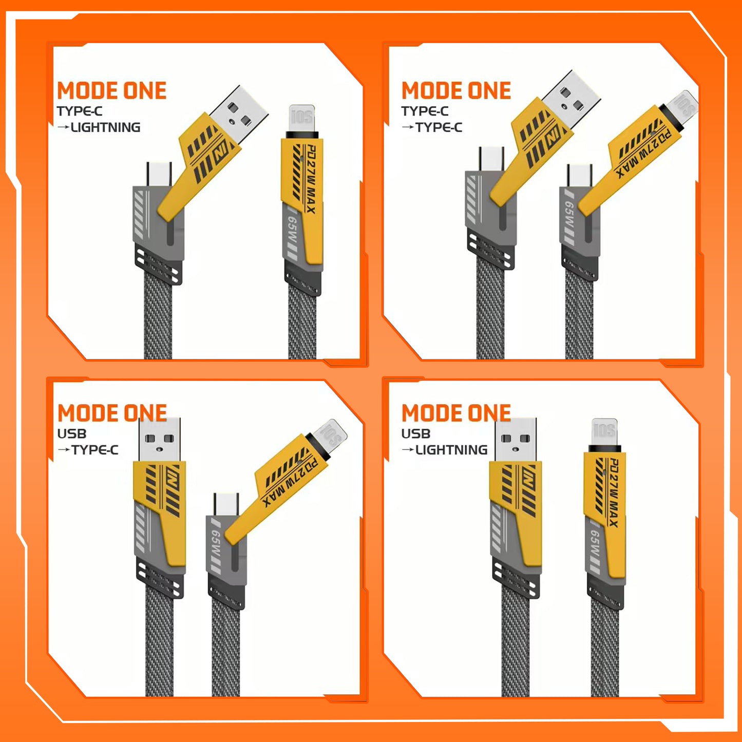 Allrounder Series 4 in 1 Durable Weave Data Cable With Super V00C