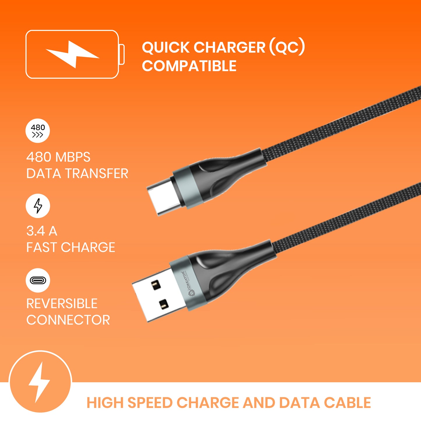 Penther Series Data Cable With 3.4A Fast Charging