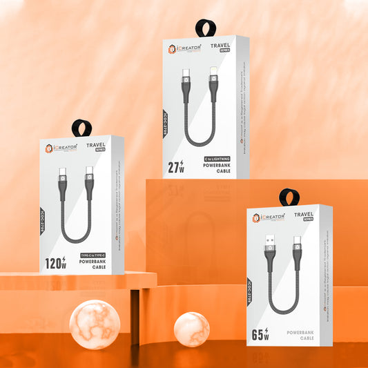 Travel Series Powerbank Cable | USB-A To Micro / Type C / Lightning | Type C To Type C | Type C To Lightning
