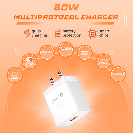 World Series 80W Multi Protocol Charger With Smart Chip & Quick Charging