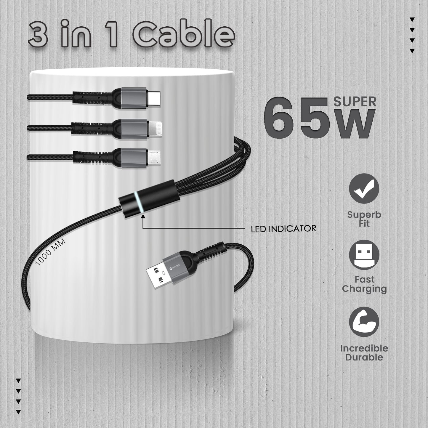Family Series 3 in 1 Cable With SR Reinforced Protection