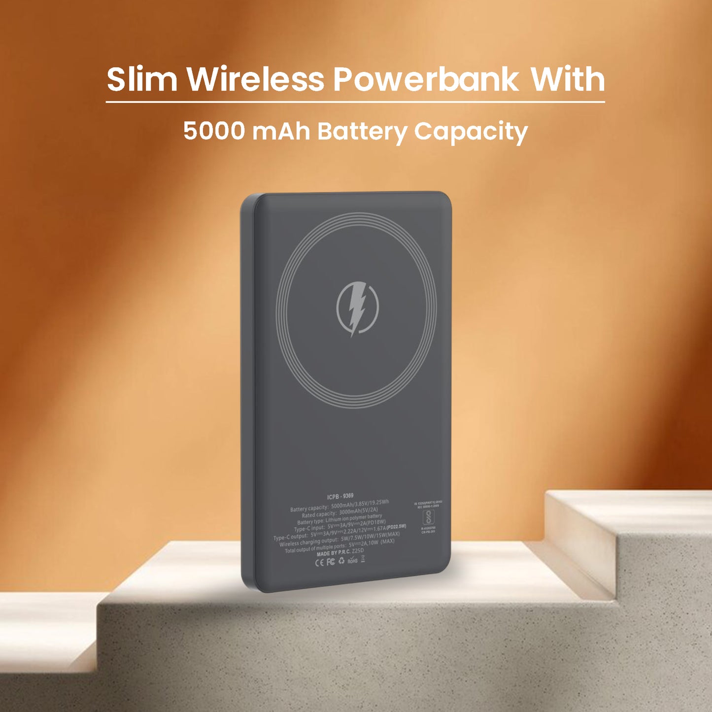 Slim Series 5000mAh Magnetic Wireless Power Bank